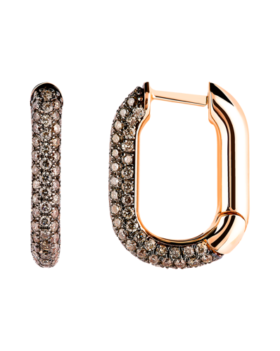 Molu Kahve Pırlantalı Kalın Pave Küçük Halka Küpe	