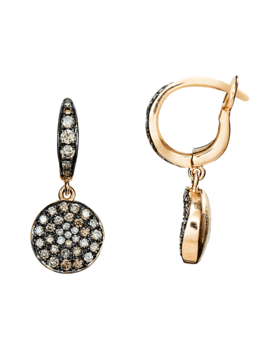 Molu Kahve Pırlantalı Yuvarlak Pave Küpe	