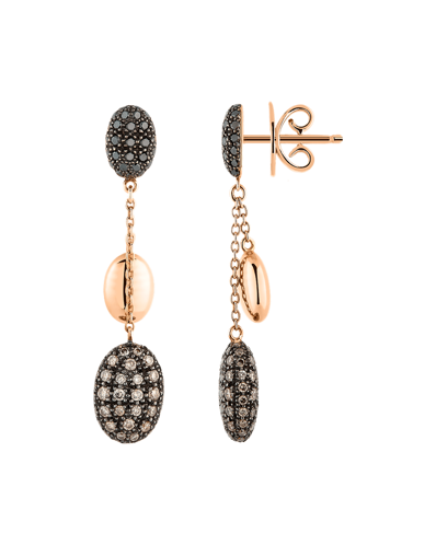 Molu Kahve ve Siyah Pırlantalı Oval Pave Zincir Küpe	