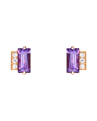 Molu Pırlantalı Ametistli Küpe	