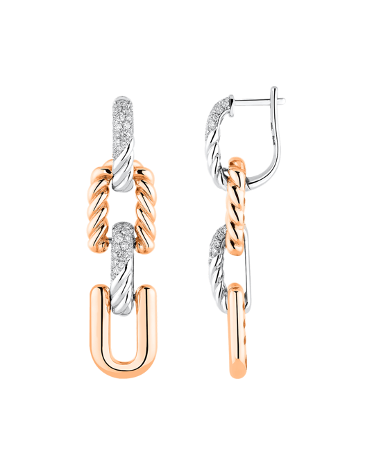 Molu Pırlantalı Burma Sallantılı Küpe	