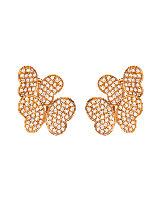 Molu Pırlantalı Çift Kelebek Küpe	