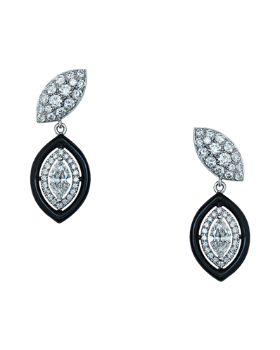 Molu Pırlantalı Markiz Tektaşlı Küpe	