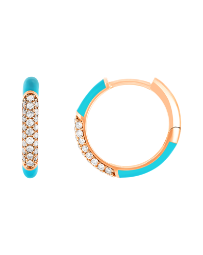 Molu Pırlantalı Mavi Mineli Küçük Halka Küpe	