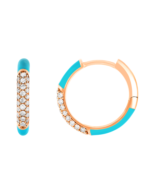 Molu Pırlantalı Mavi Mineli Küçük Halka Küpe	