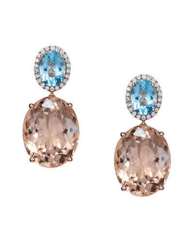 Molu Pırlantalı Morganit ve Akuamarin Küpe	