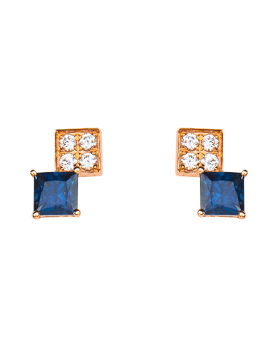 Molu Pırlantalı Safirli Küpe	