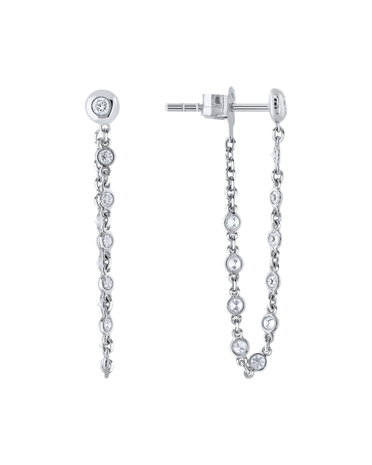 Molu Pırlantalı Sallantalı Zincir Küpe