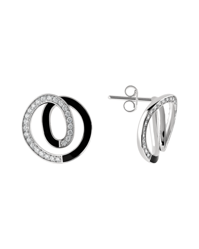 Molu Pırlantalı Siyah Mineli Helezon Küpe