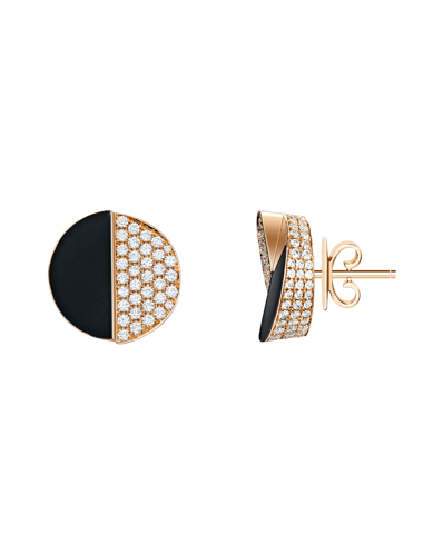 Molu Pırlantalı Siyah Mineli Küpe	