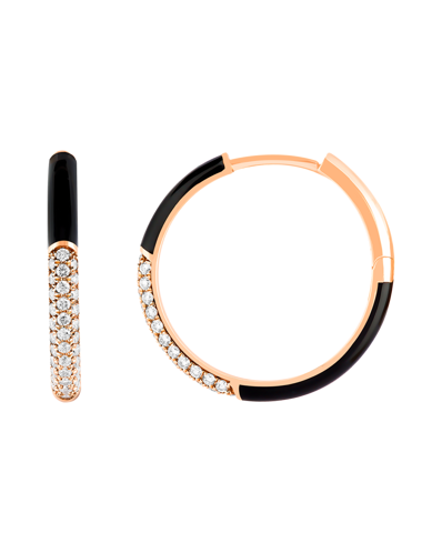 Molu Pırlantalı Siyah Mineli Orta Halka Küpe	