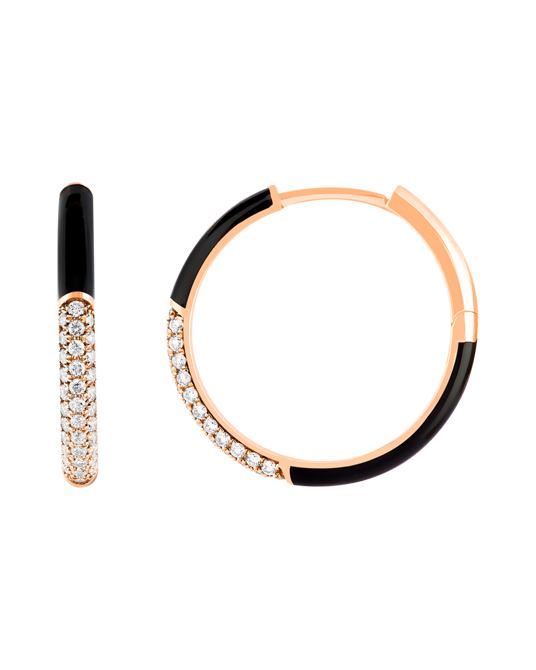 Molu Pırlantalı Siyah Mineli Orta Halka Küpe	