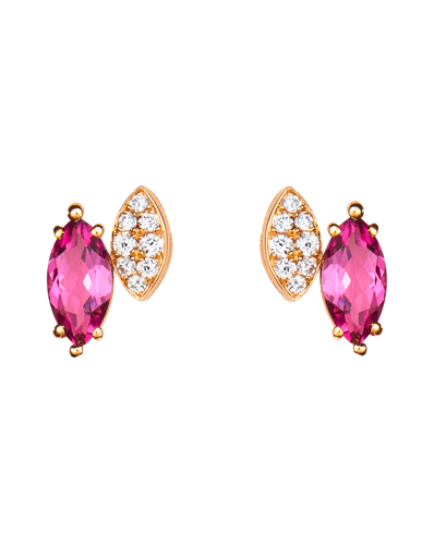 Molu Pırlantalı Turmalinli Pave Küpe	