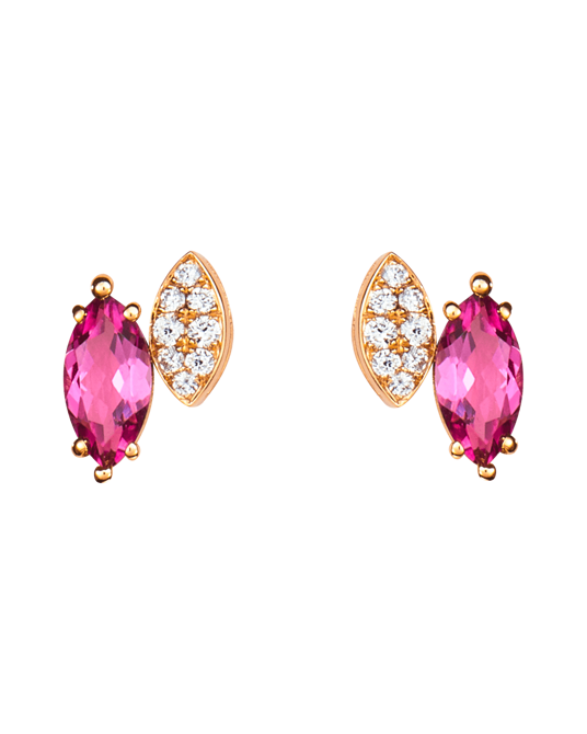 Molu Pırlantalı Turmalinli Pave Küpe	