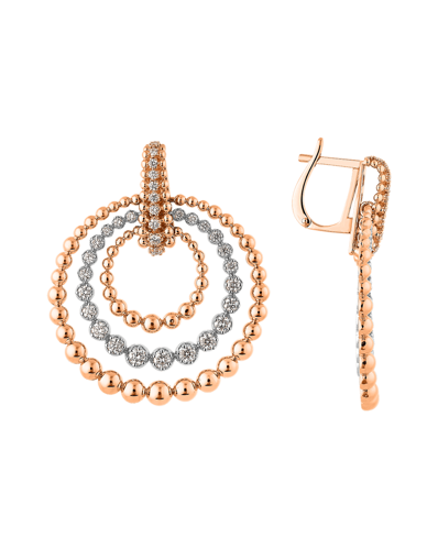 Molu Pırlantalı Üç Top Halkalı Küpe