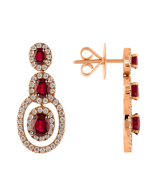 Molu Pırlantalı Yakutlu Küpe