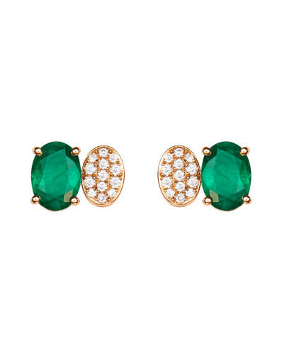 Molu Pırlantalı Zümrütlü Pave Küpe	