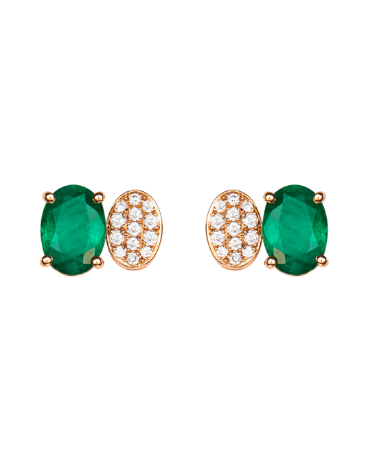 Molu Pırlantalı Zümrütlü Pave Küpe	