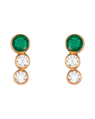 Molu Pırlantalı Zümrütlü Tria Küpe	