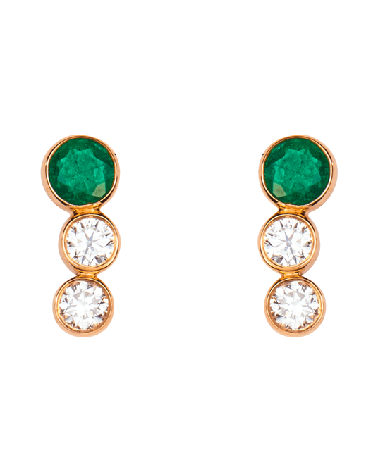 Molu Pırlantalı Zümrütlü Tria Küpe	