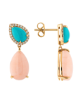 Molu Tropica Pırlantalı Damla Turkuaz ve Pembe Mercanlı Küpe