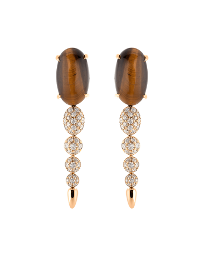 Molu Tropica Pırlantalı Kaplan Gözü Taşlı Sallantılı Küpe