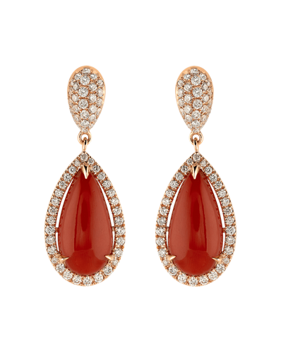 Molu Tropica Pırlantalı Kırmızı Mercanlı Küpe