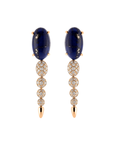 Molu Tropica Pırlantalı Lapisli Sallantılı Küpe