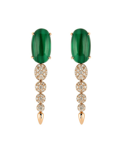 Molu Tropica Pırlantalı Malahitli Sallantılı Küpe