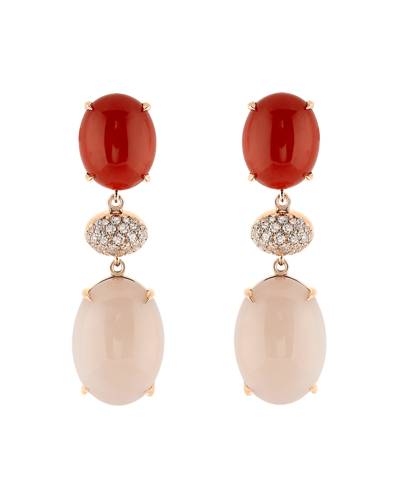 Molu Tropica Pırlantalı Mercanlı Sallantılı Küpe