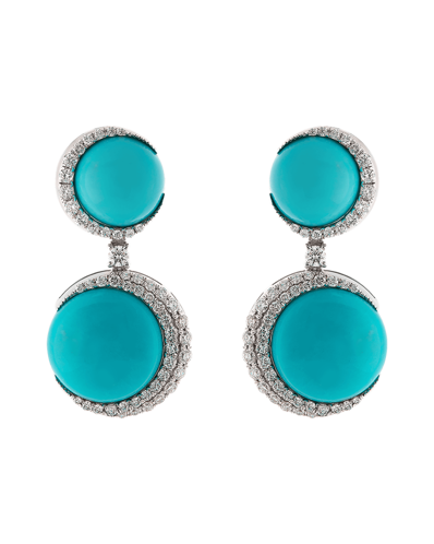 Molu Tropica Pırlantalı Turkuaz Sallantılı Küpe