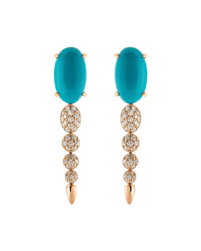 Molu Tropica Pırlantalı Turkuazlı Sallantılı Küpe