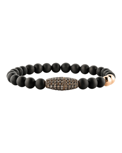 Picture of Molu Kahve Pırlantalı Altın Toplu Karbon Fiber Bilezik