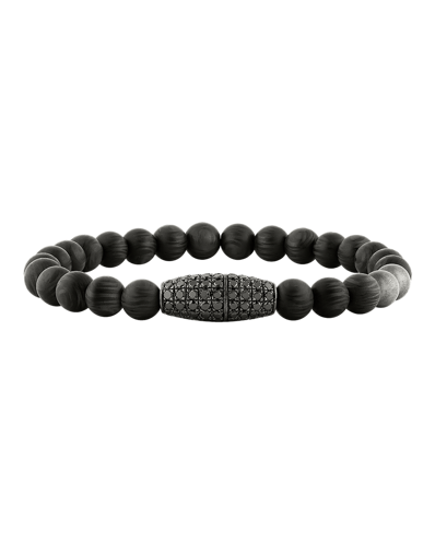 Picture of Molu Siyah Pırlantalı Gümüş Toplu Karbon Fiber Bilezik