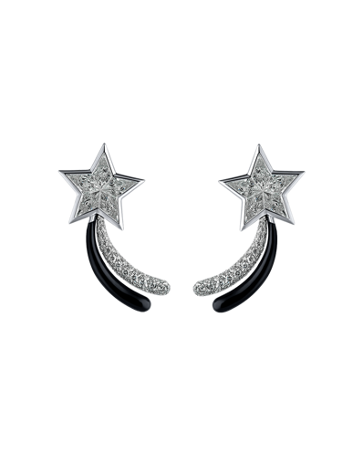 Picture of Molu Pırlantalı Siyah Mineli Yıldız Küpe