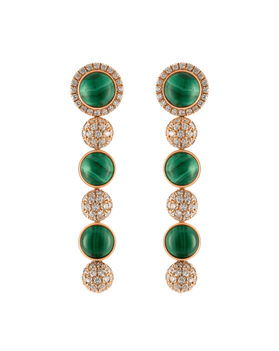 Picture of Tropica Colors Pırlantalı Malahitli Üç Taşlı Sallantılı Küpe