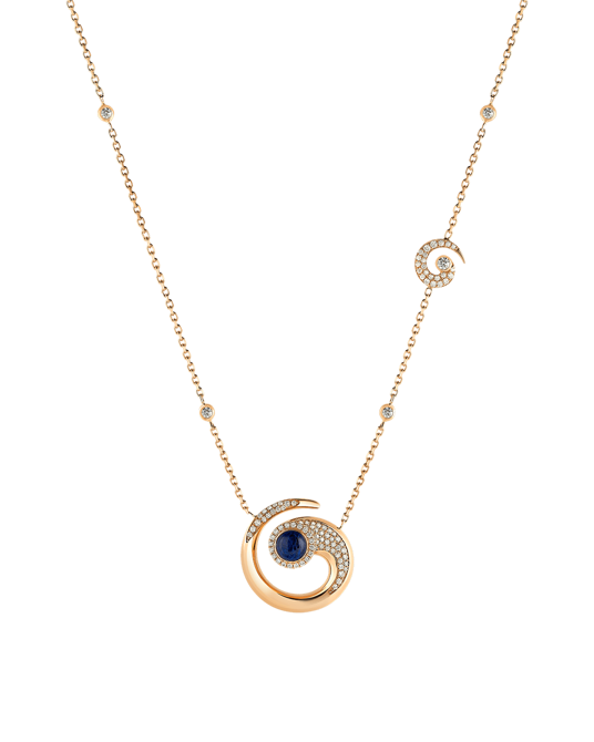 Tropica Pırlantalı Lapis Lazuli Spiral Kolye