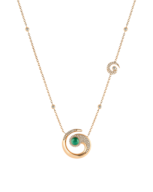 Tropica Pırlantalı Malahitli Spiral Kolye