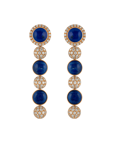 Picture of Tropica Colors Pırlantalı Lapis Lazuli Üç Taşlı Sallantılı Küpe