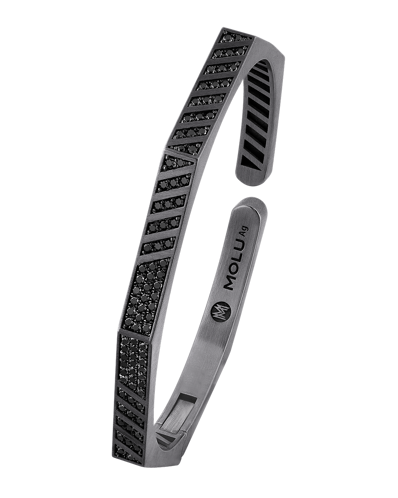 Molu Siyah Pırlantalı Sekizgen Gümüş Bilezik