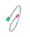 Picture of Today's Princess Pırlantalı Zümrüt ve Pembe Safirli Kelepçe Bilezik