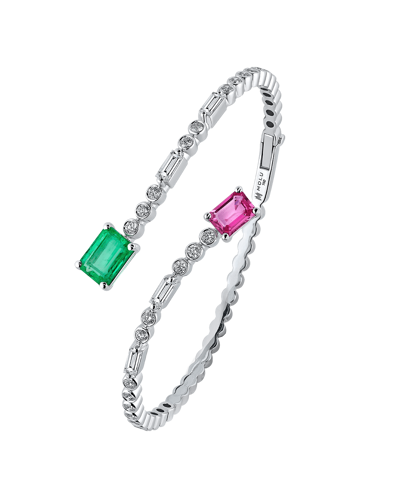 Picture of Today's Princess Pırlantalı Zümrüt ve Pembe Safirli Kelepçe Bilezik