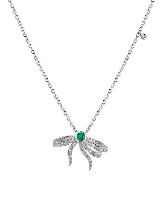 Picture of Today's Princess Pırlantalı Zümrütlü Kurdele Kolye