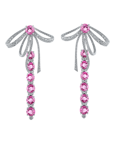 Picture of Today's Princess Pırlantalı Pembe Safirli Kurdele Küpe