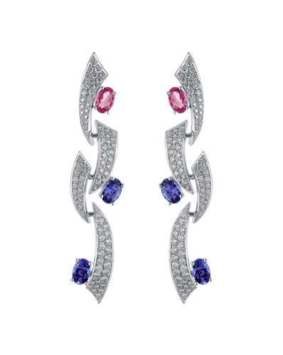 Today's Princess Pırlantalı Pembe Safirli Tanzanitli Sallantılı Küpe