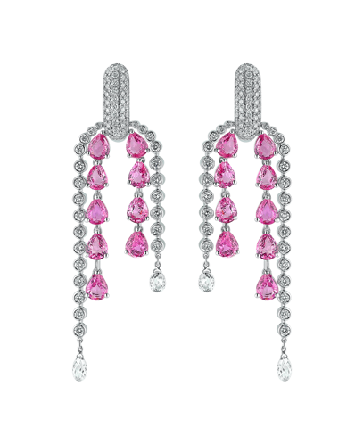 Picture of Today's Princess Pırlantalı Pembe Safirli Küpe