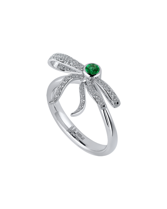 Today's Princess Pırlantalı Zümrütlü Kurdele Yüzük