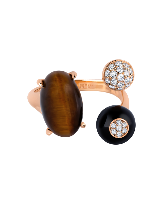 Picture of Tropica Colors Pırlantalı Kaplan Gözlü Siyah Mineli Yüzük