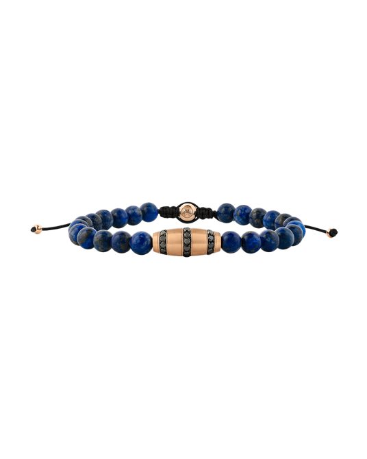 Picture of Molu Siyah Pırlantalı Lapis Makreme Örgü Bilezik