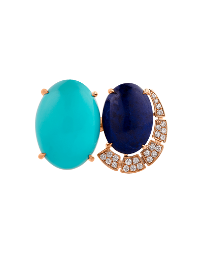 Tropica Colors Pırlantalı Turkuazlı Lapis Lazuli Yüzük